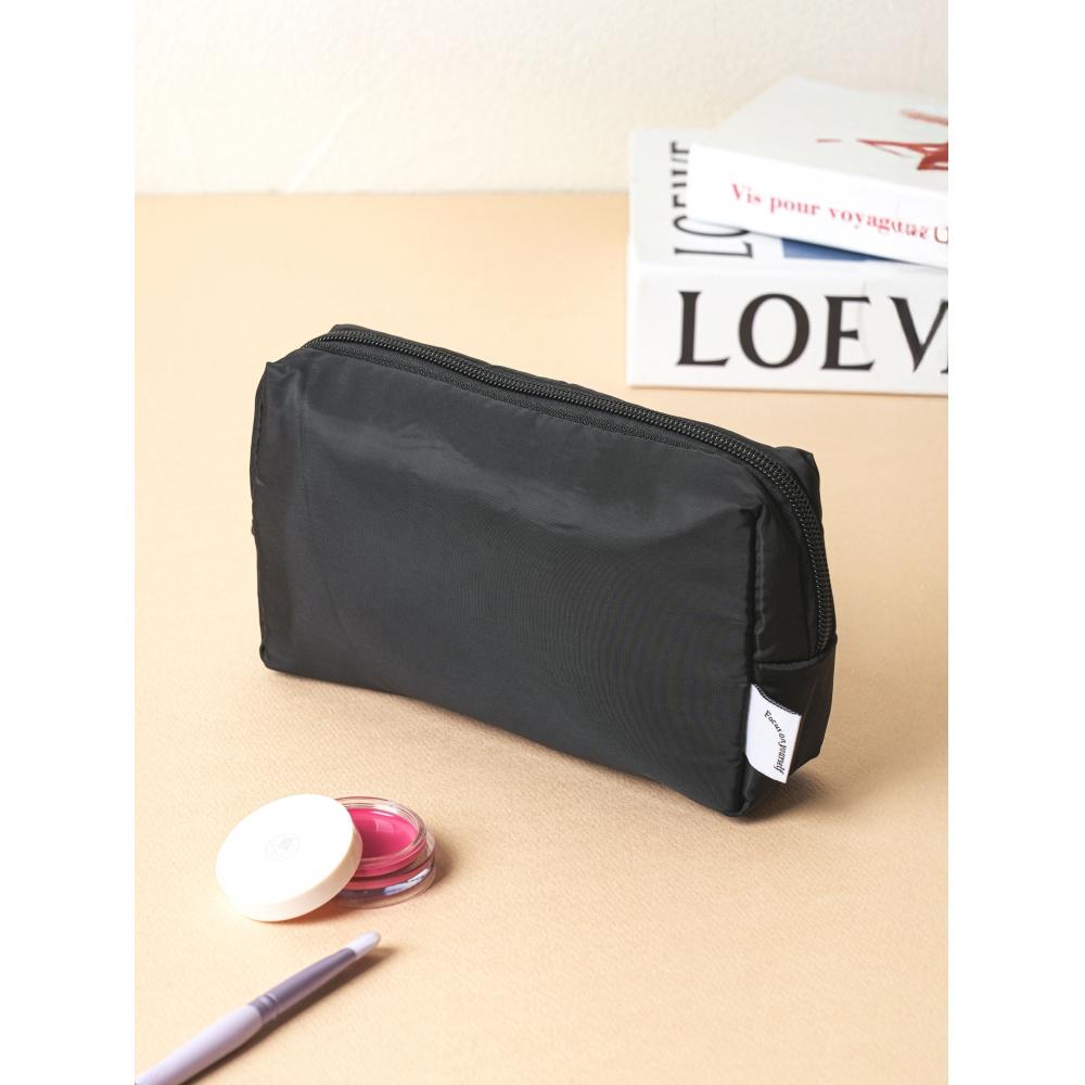 

Daiso Square Label Pouch Black