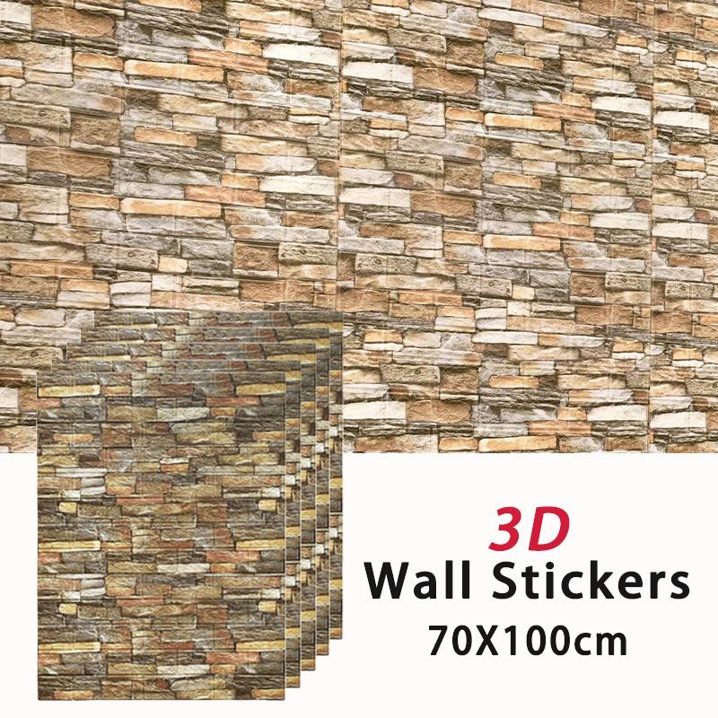 Living room bedroom retro color wall decoration wall sticker 70X100cm 3D self-adhesive wallpaper