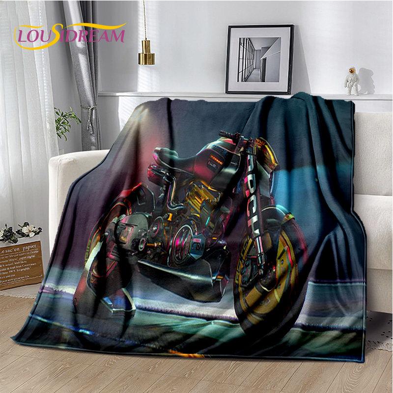 3D Cyberpunk Concept Motorcycle Cartoon Soft Plush Blanket,Flannel Blanket Throw Blanket for Living Room Bedroom Bed Sofa Picnic