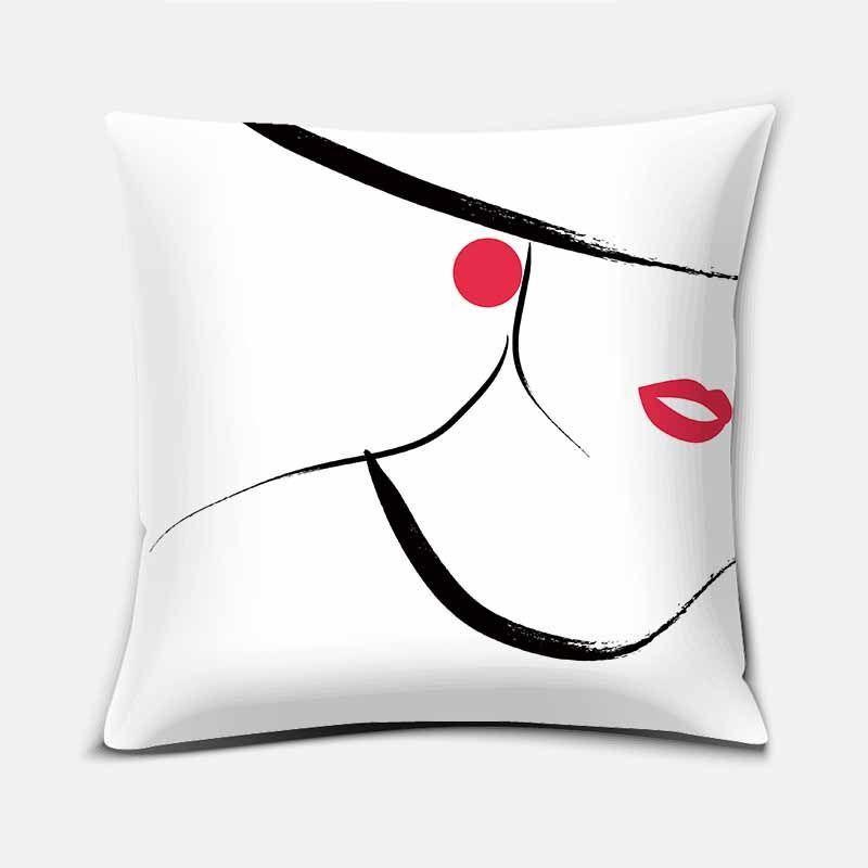 

New Creative Pillow for Home Sofa Bedside Cushion Office Car Waist Cushion Birthday Super Soft Black and White linen-45x45cm double-sided [without pillow core]