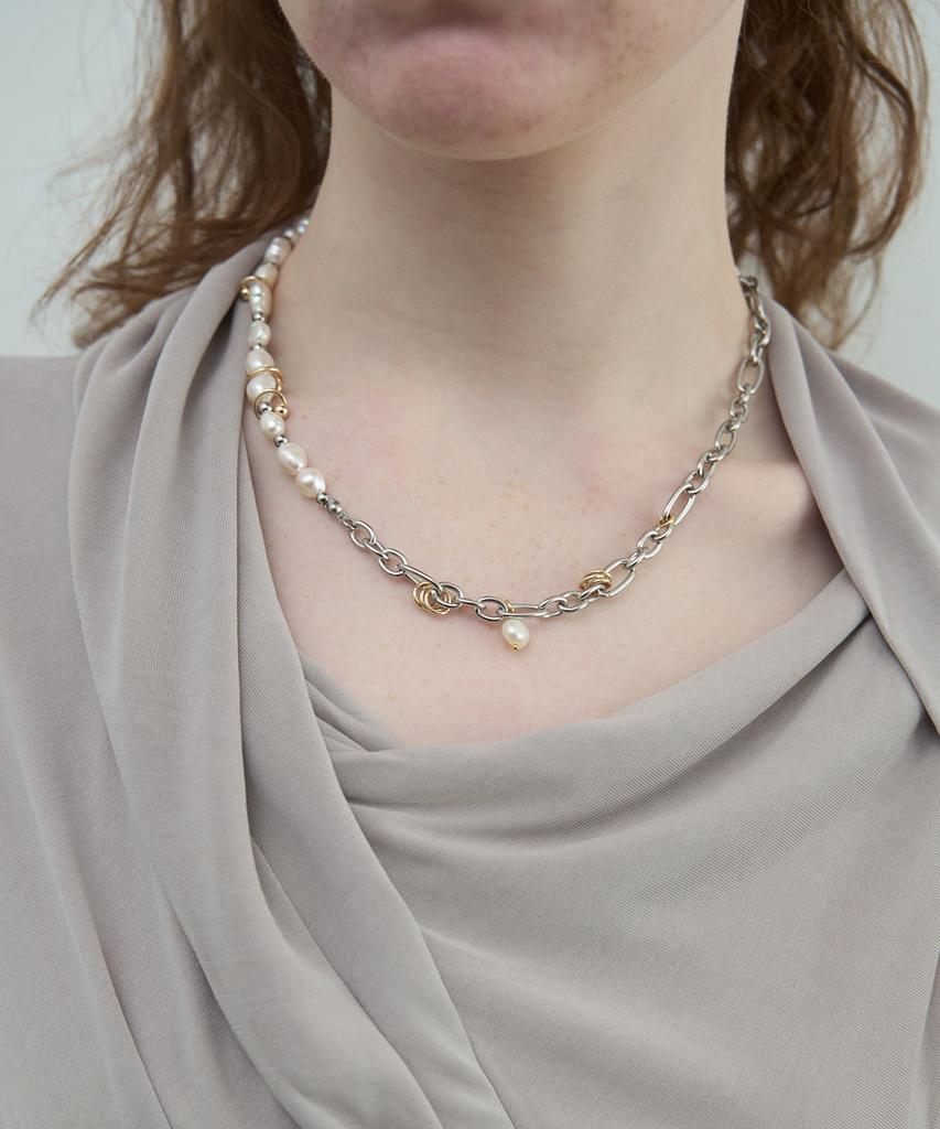 Trimarch Half Pearl Pierce Necklace / Silver