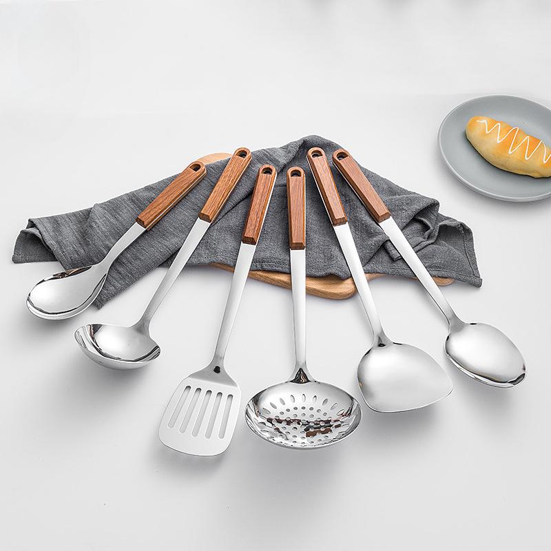HANYANG Stainless Steel Stir-fry Spatula Large Soup Spoon Thickened Handle Spatula Cookware