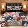 Pościel z wzorem Franxx Zestaw kołdry Poszewka na kołdrę Poszewka na poduszkę Domowy Prezent Urodzinowy(1 * poszwa na kołdrę + 2 * poszewki na poduszki, bez rdzenia)