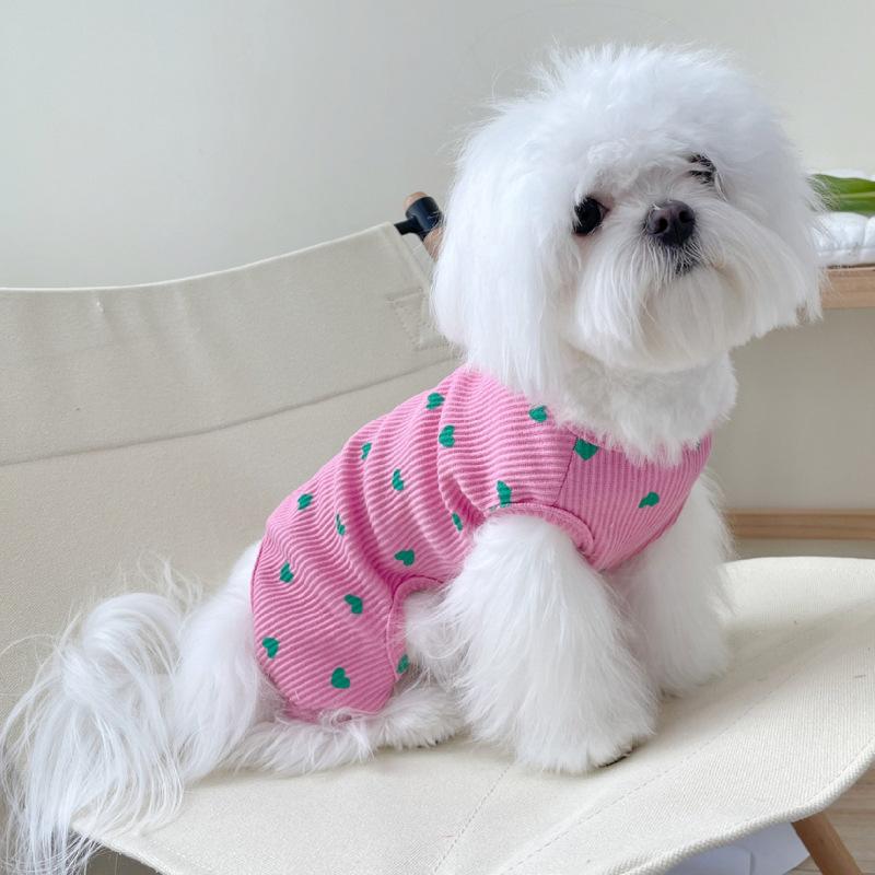Love Four Legged Home Costume Pet Clothes Little Dog Teddy Bears Pomeranian Pajamas Puppy Dog Autumn Winter Backing Shirt