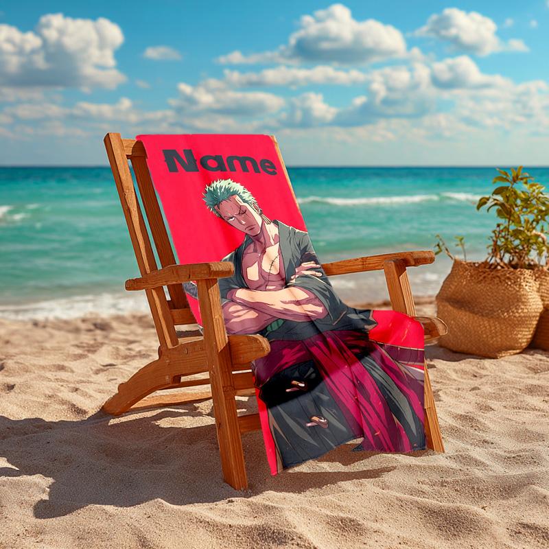 Personalized Customized Proof Beach Towel with Zoro the Pirate King Pattern - Soft, Absorbent,quick-drying,perfect Swimming,camping&bathing