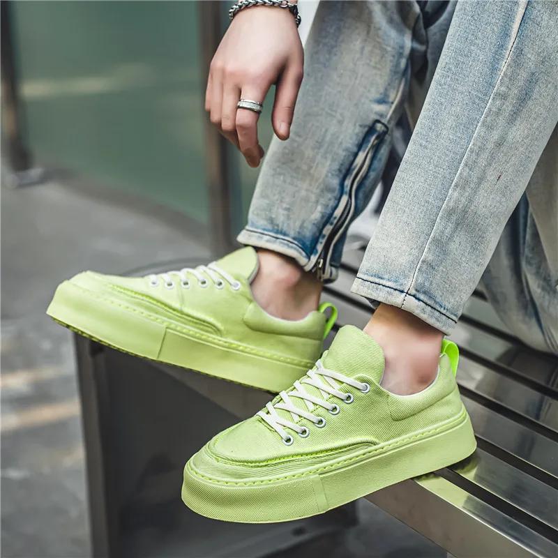 2024 New Breathable Canvas Shoes, Breathable and Versatile Green Casual Board Shoes, Men's Fashionable Sports Shoes Size 39-44