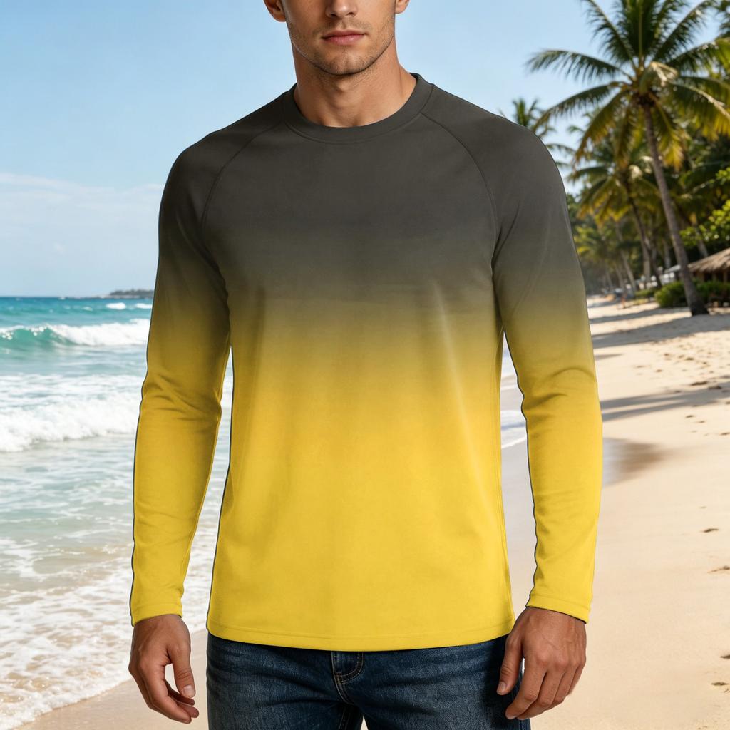 Men's Long Sleeve Outdoor Shirt UPF50 Plus Sun Protection Breathable Loose Fit Summer Casual Lightweight Quick Drying T-Shirt