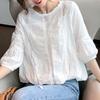 Sweet Chic Floral Chiffon Lace Shirt Casual Lantern Sleeve White Blouses Women Korean Loose Ladies Tops  Blusas Mujer 15204