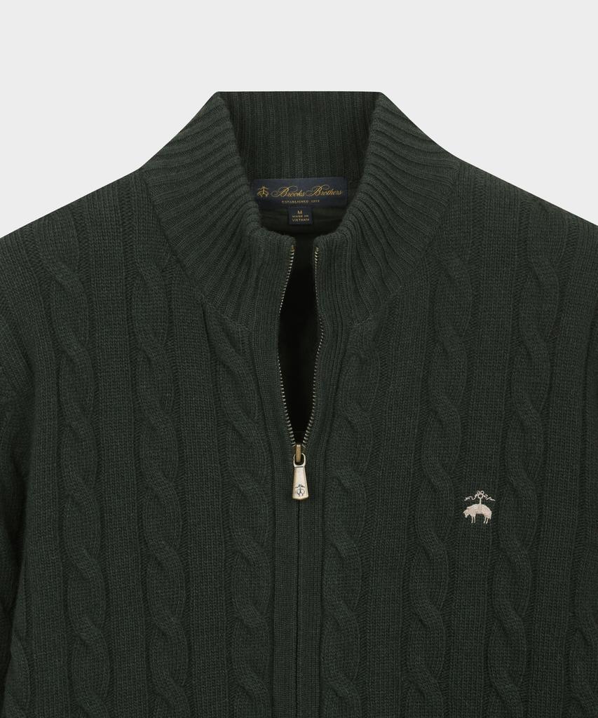Brooks Brothers Cable Zip-Up Sweater (Dark Green) (Bbwcmbf406)