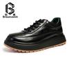 Bowei Leather British Style Business Men'S Shoes Leather Shoes Breathable Lace-Up Shoes Round Head Trend Thick Sole Breathable Leather Shoes