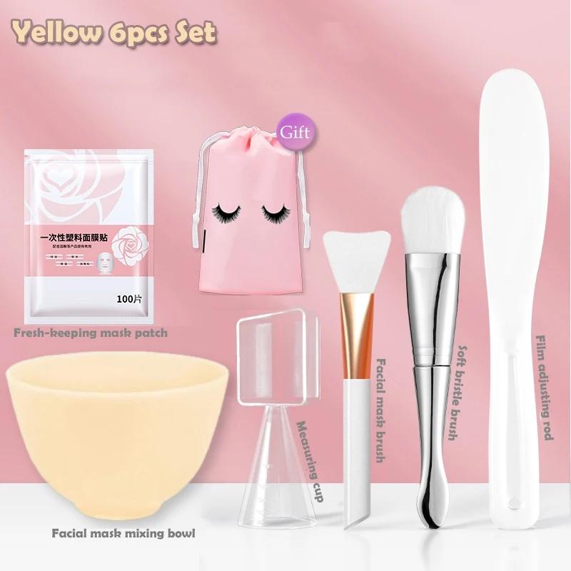Silicone Face Mask Mixing Bowl Set Mixing Stick Spa Tool Beauty Salon Bowl Spoon Mask Mud Film Brush Silicone Facial Skincare