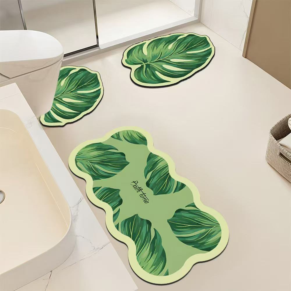 Minimalist Diatomaceous Earth Floor Mat Set Non Slip Bathroom Mat U Shape Toilet Rug Absorbent Dirt Resistant Wash Basin Door Mat