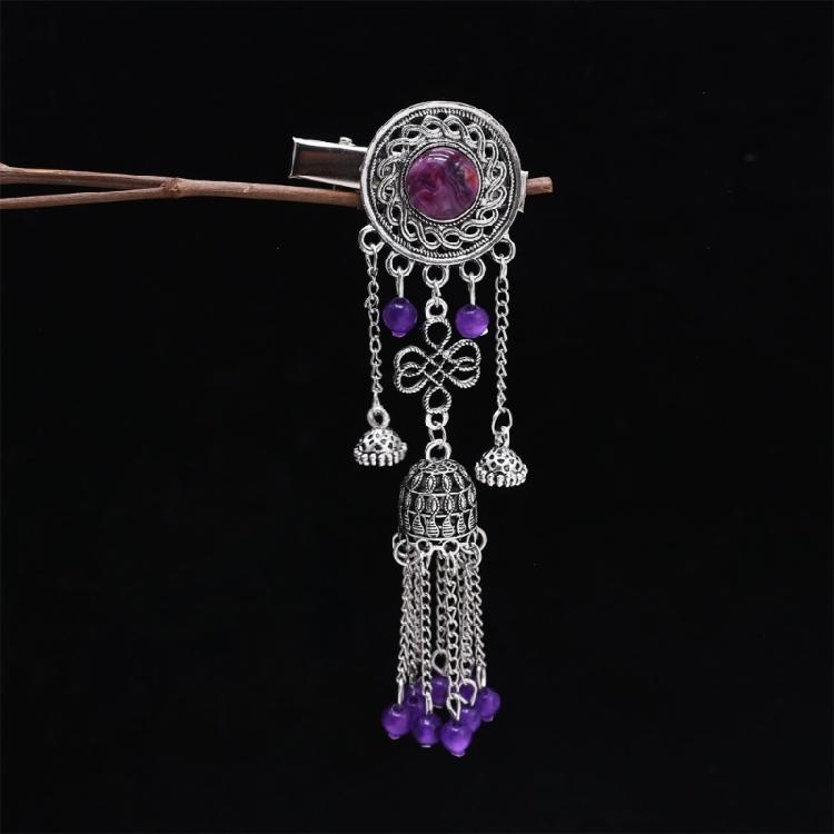 Exotic Hair Clip Side Clip with Tassels For Women Kazak Styles Hair Styling Accessory for Formal Event Costume Accessory