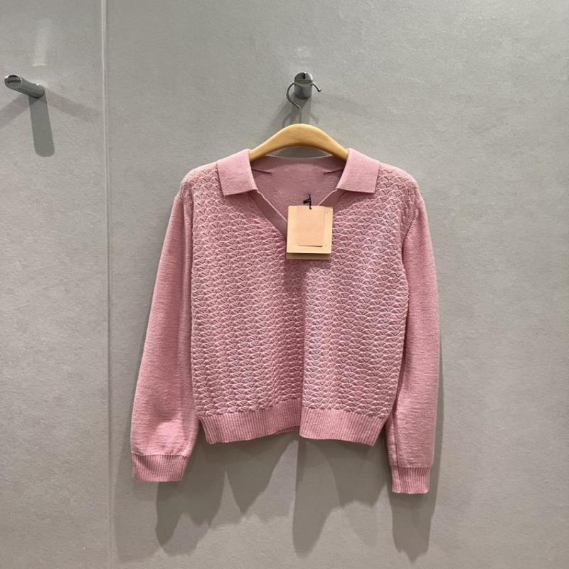 2026 spring new loose polo neck knitted sweater women s long sleeve pullover design sense sweater versatile top spot S розовый