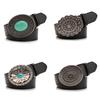 Bohemian Vintage Gem Black Leather Belt For Women With Alloy Buckle And Versatile Style