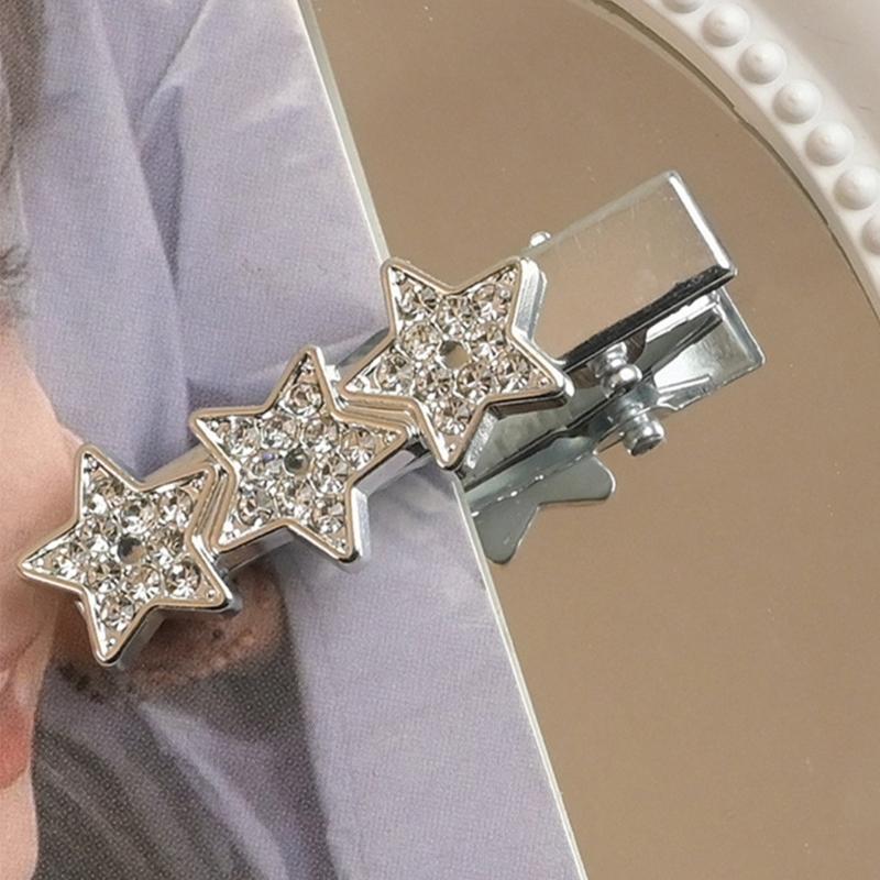 Teens Girl Hair Clip Diamond Star Shape Hair Barrettes for Summer Bangs Wear