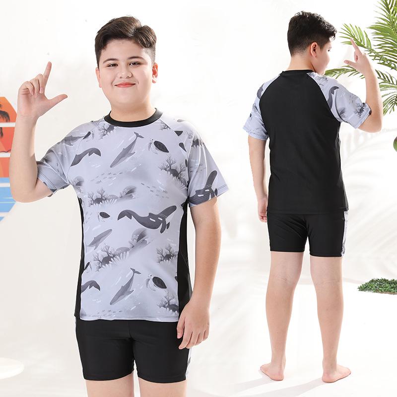2025 Boys' Summer Swimsuit Set: Stylish Split Swimwear & Trunks for Teens and Kids