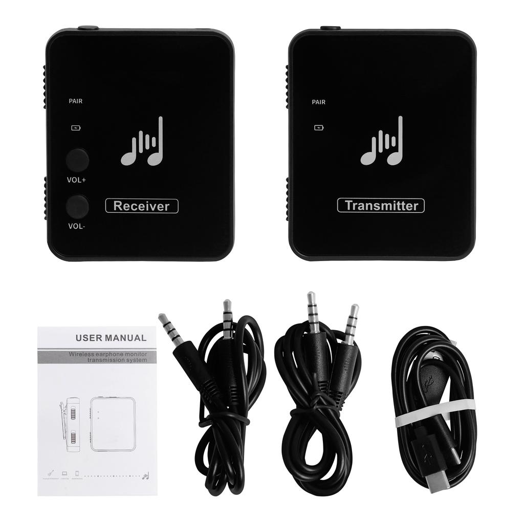 M-VAVE 2.4G Wireless Earphone Monitor Rechargeable ISM Transmitter Receiver with Volume Support Stereo Mono Mute Function