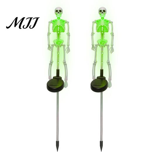 Decorative Solar Powered Garden Lamps 2Pcs Skeleton Stake Light, Halloween Glowing Realistic Figurine, Waterproof Durable Plastic Decorations Outdoor