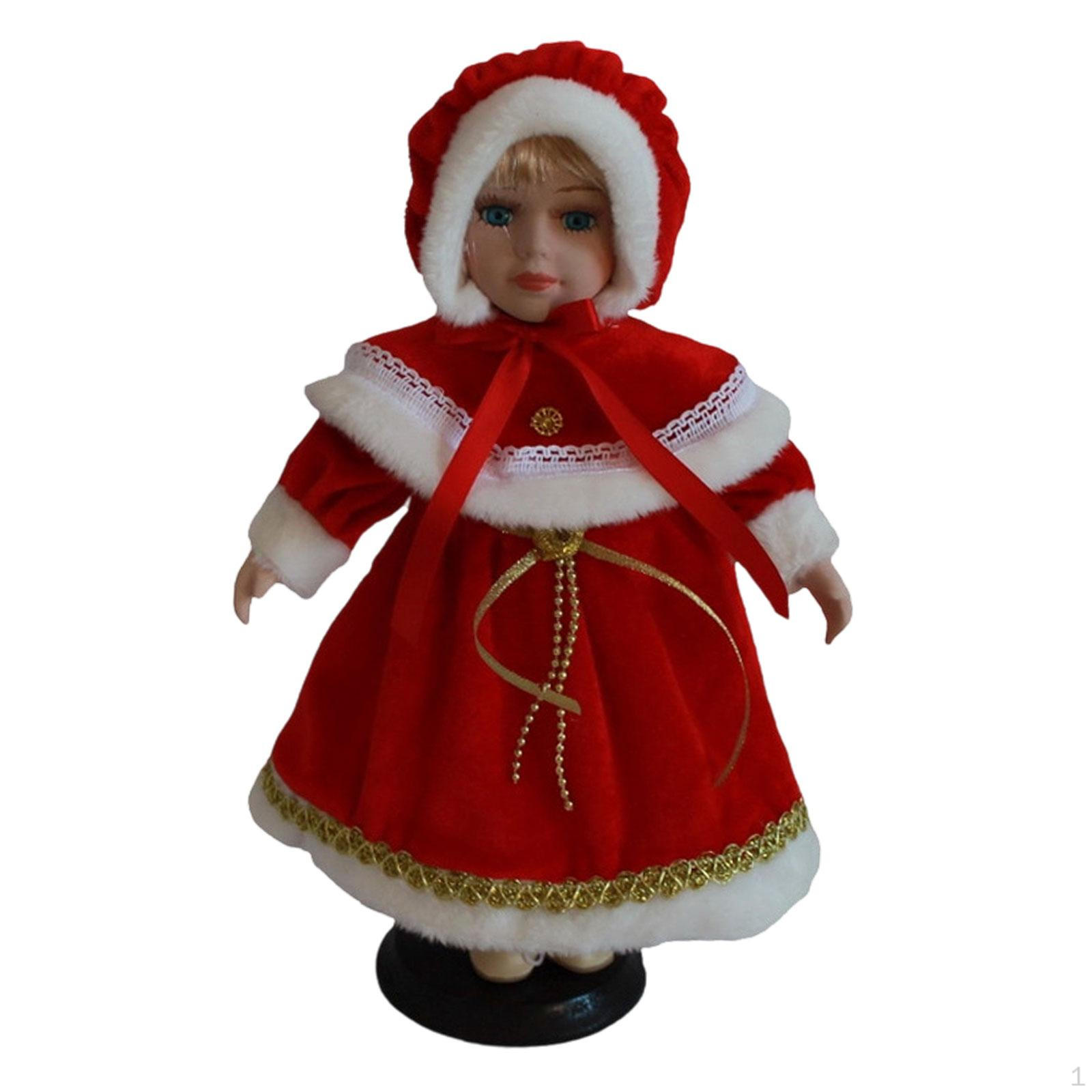 

Фарфоровая кукла Керамика в наряде Искусно изготовлена со шляпой, макияжем, лицом, Коллекционная красный