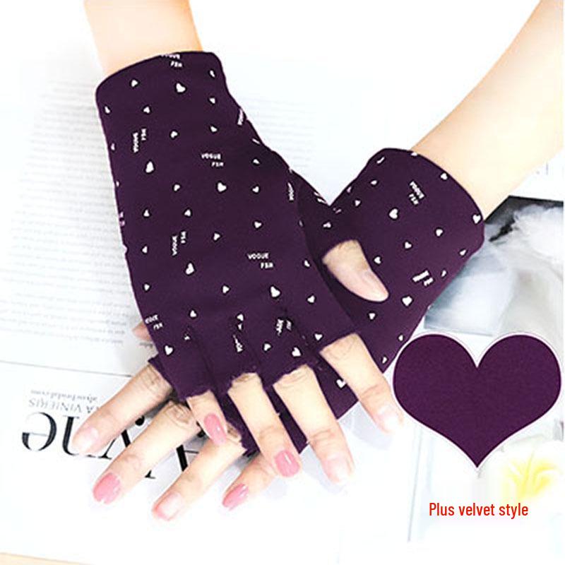 Women's Fleece Fingerless Gloves: Korean Style, Warm for Autumn & Winter, Elastic, Perfect for Driving, Cycling, and Dancing.