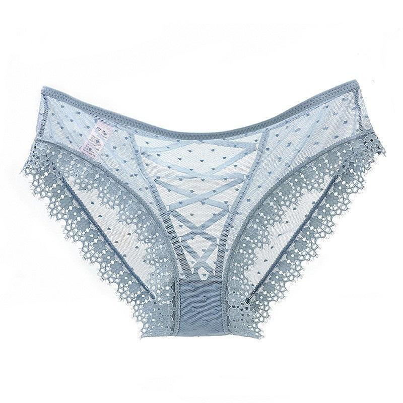 Lace Panties Women's Mesh Breathable Large Size Briefs Straps Cross Hollow Sexy Sex Panties