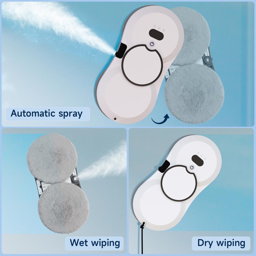 Auto Window Cleaning Robot Edge Detection AI Path Single-sided water spray 5600PA Suction Power