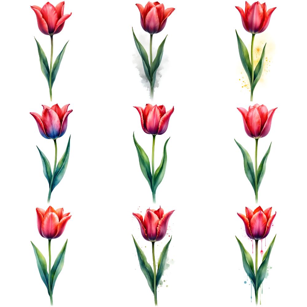 9 шт. Временные татуировки Тюльпаны Водонепроницаемые Долговечные Наклейки на тело Цветочные узоры Временные татуировки Наклейки для
