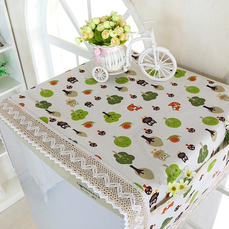 Multis Pocket Cotton Linen Refrigerator Cover Durables Washable Fabric Surfacee Protectors