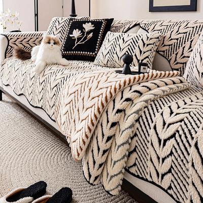 Autumn And Winter New Non-Slip Light Luxury Relaxation Plush Sofa Cushion Leather Sofa Cover Simple Full Cover Backrest Towel