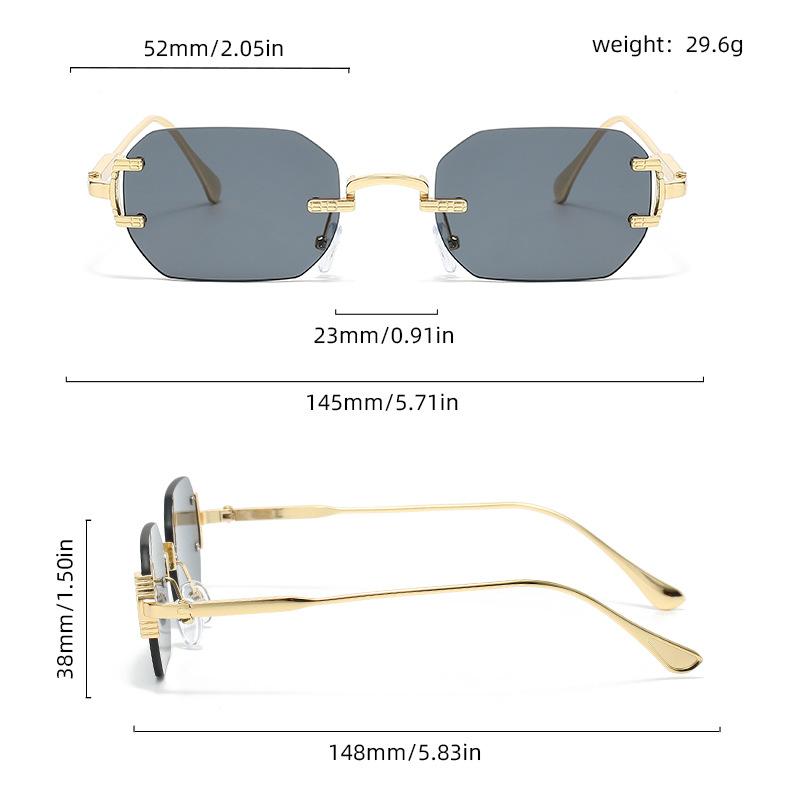 New personalized polygon frameless sunglasses men and women versatile metal small frame sunglasses