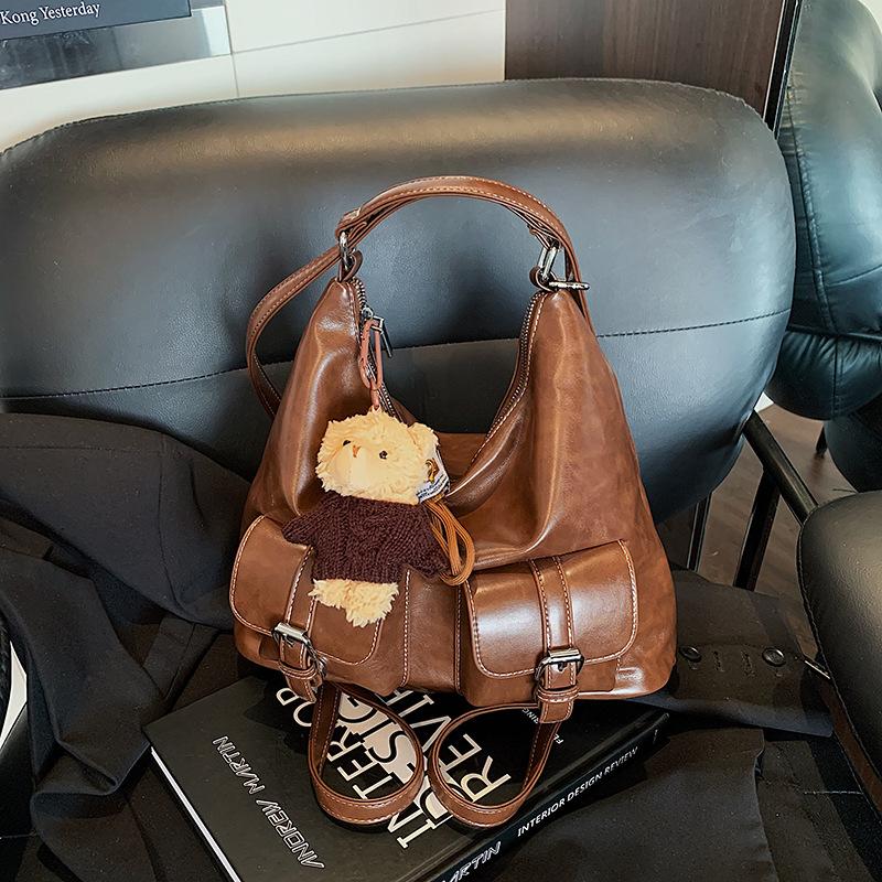 Tote Bag Women's Large Capacity 2025 New Autumn and Winter Retro Shoulder Commuter Bag Casual Texture Multi-functional Backpack