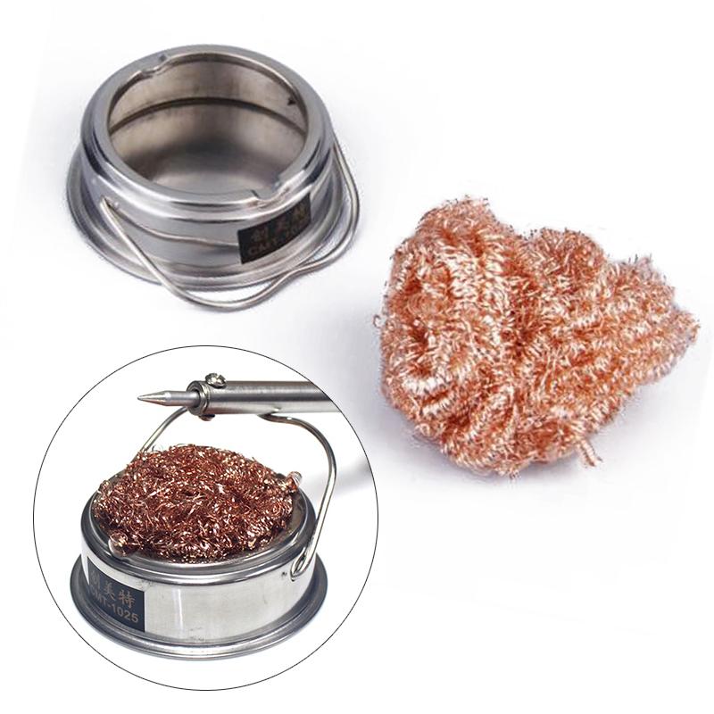 Steel Wire Solder Tip Cleaner Soldering Iron Mesh Cleaning With Stand New