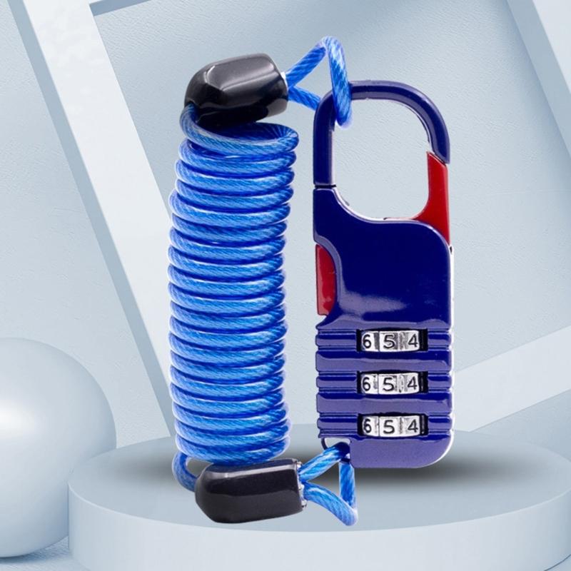 3-Digit Combination Lock Waterproof Padlock Outdoor Mini Wire Rope Combination Lock for Backpacks Trolley Cases Fence