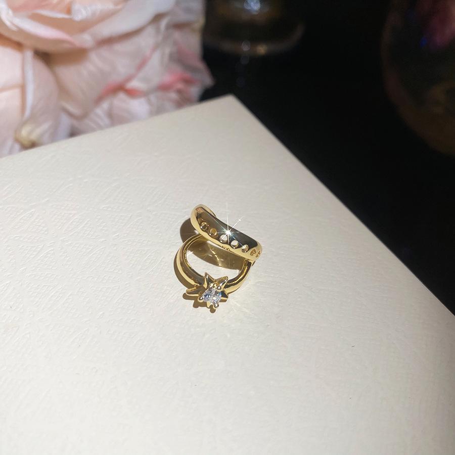 18K Gold-Plated Zircon Star Ear Cuff: No Piercing, Fashionable Versatile Earring