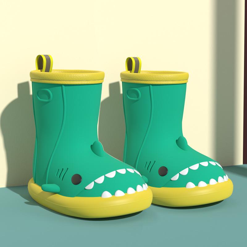 Buty przeciwdeszczowe Shark Rain Shoes, antypoślizgowe, miękkie, lekkie, nowe, wodoodporne, gumowe buty, krótkie rurki, do połowy łydki, damskie, kreskówkowe kalosze