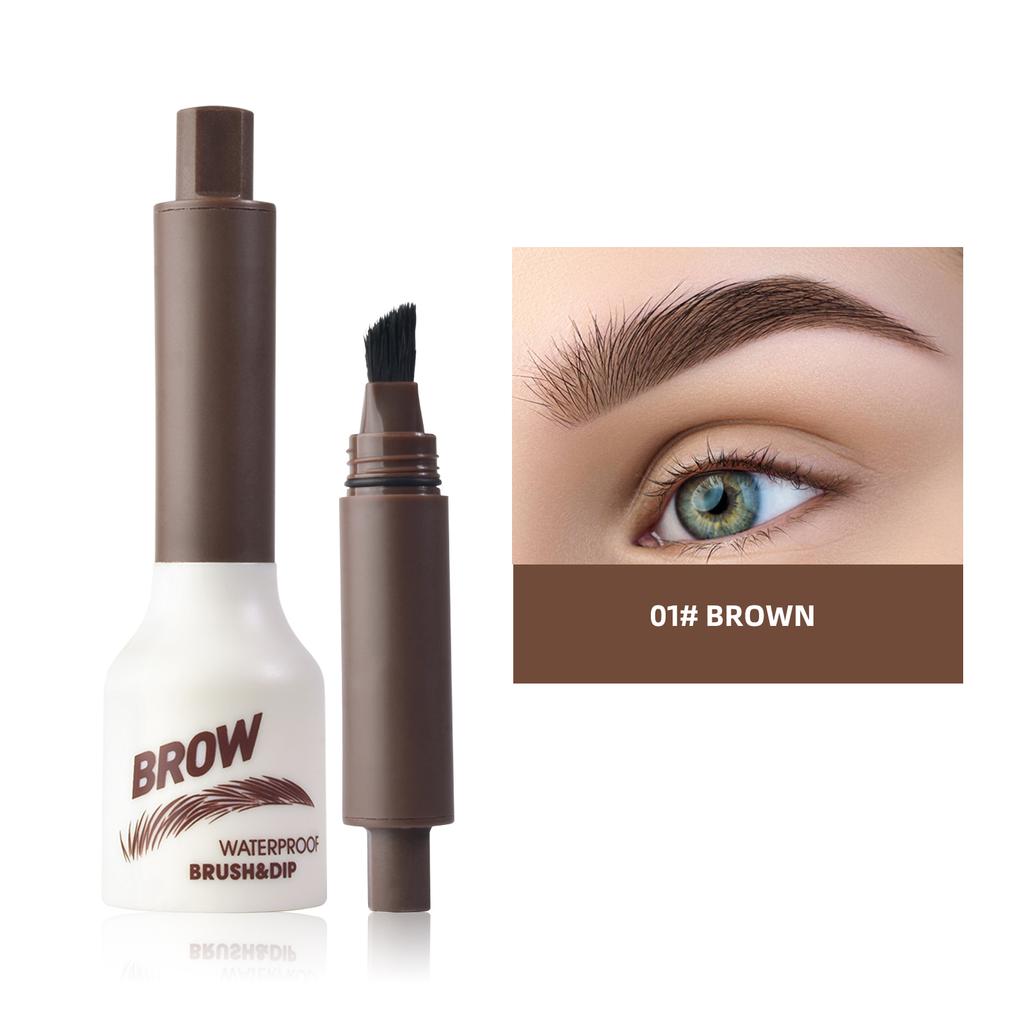 Dark Brown Waterproof Eyebrow Cream with Brush for Long-Lasting, Natural Finish