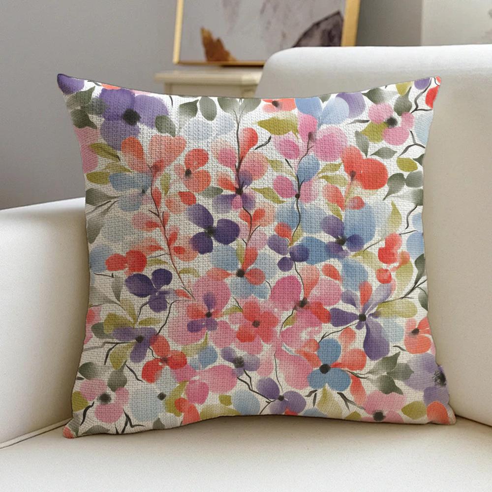 PFloral Print Cushion Cover Cushion Cover Pillowcase Antimite Invisible Zipper Linen Sofa Cushion