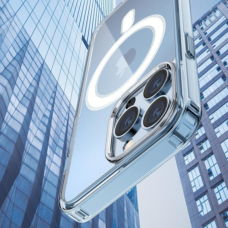 Transparent Magnetic Two-in-One Drop-Proof Protective Case for iPhone 15/14 Pro Max