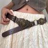 Fashion Metal Buckle PU Leather Belt Rivet Adjustable Vintage Waist Belts Hollow Wide Waistband Punk Fashion