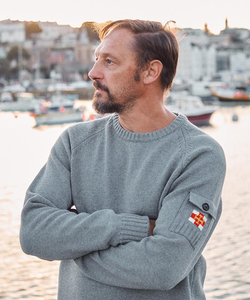 Geonjiulleunseu Cotton Raglan Pocket Sweater - Melange Grey