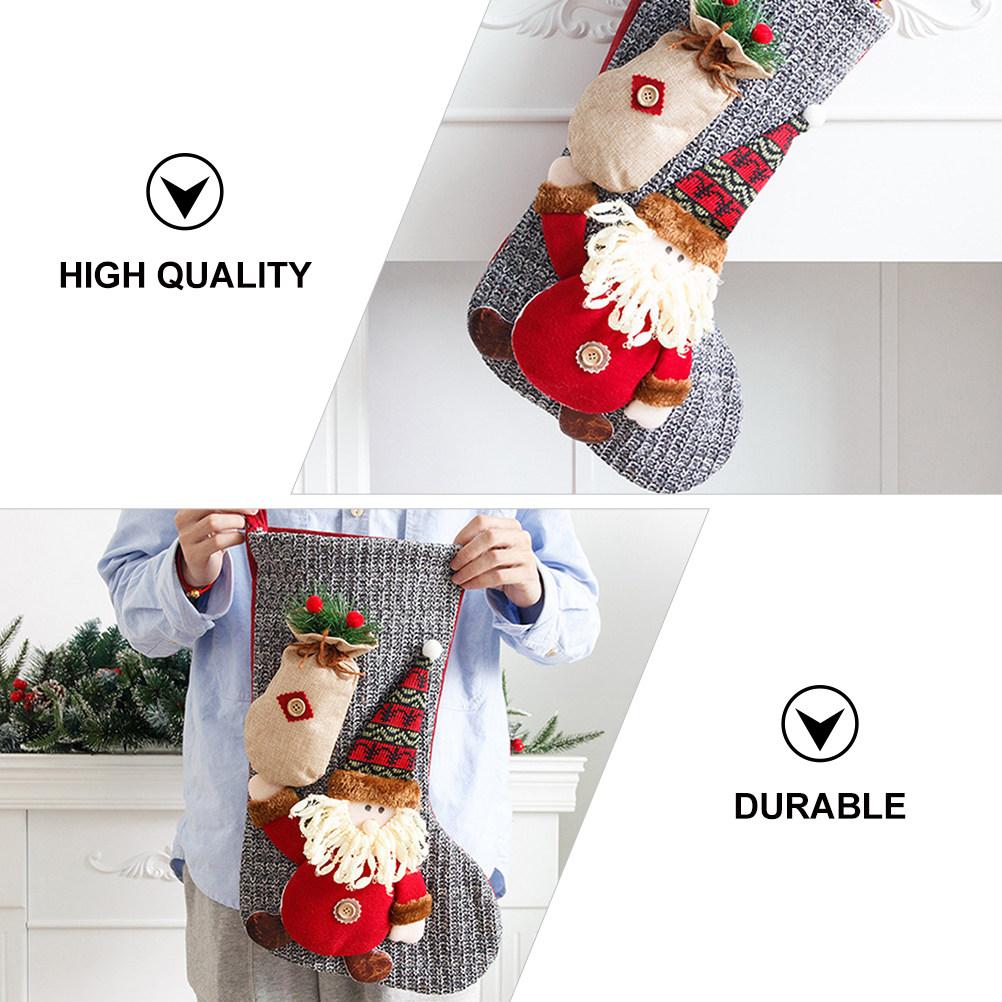 Christmas Stocking Gift Bag Xmas Decor Socks Hanging Christmas Tree Ornaments Holiday Candy Gifts Stockings Decoration