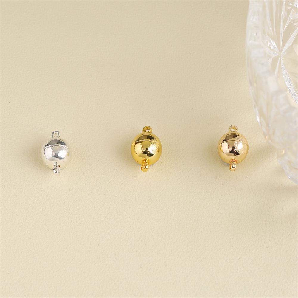 14k Gold-Filled Magnetic Ball Clasp for DIY Jewelry: Round Closure for Bracelets, Necklaces, and Hand Chains