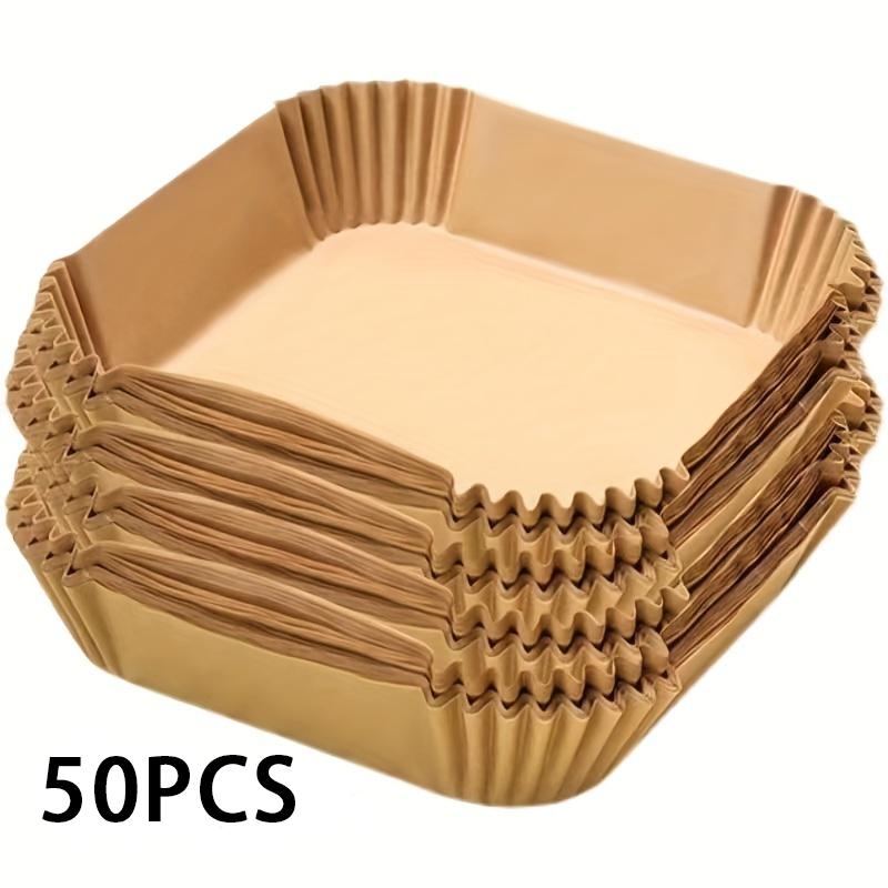 100pcs, Square Disposable Air Fryer Liners (9in), Paper Air Fryer Liner Pots, Paper Basket Bowls, Baking Trays, Oven Acces