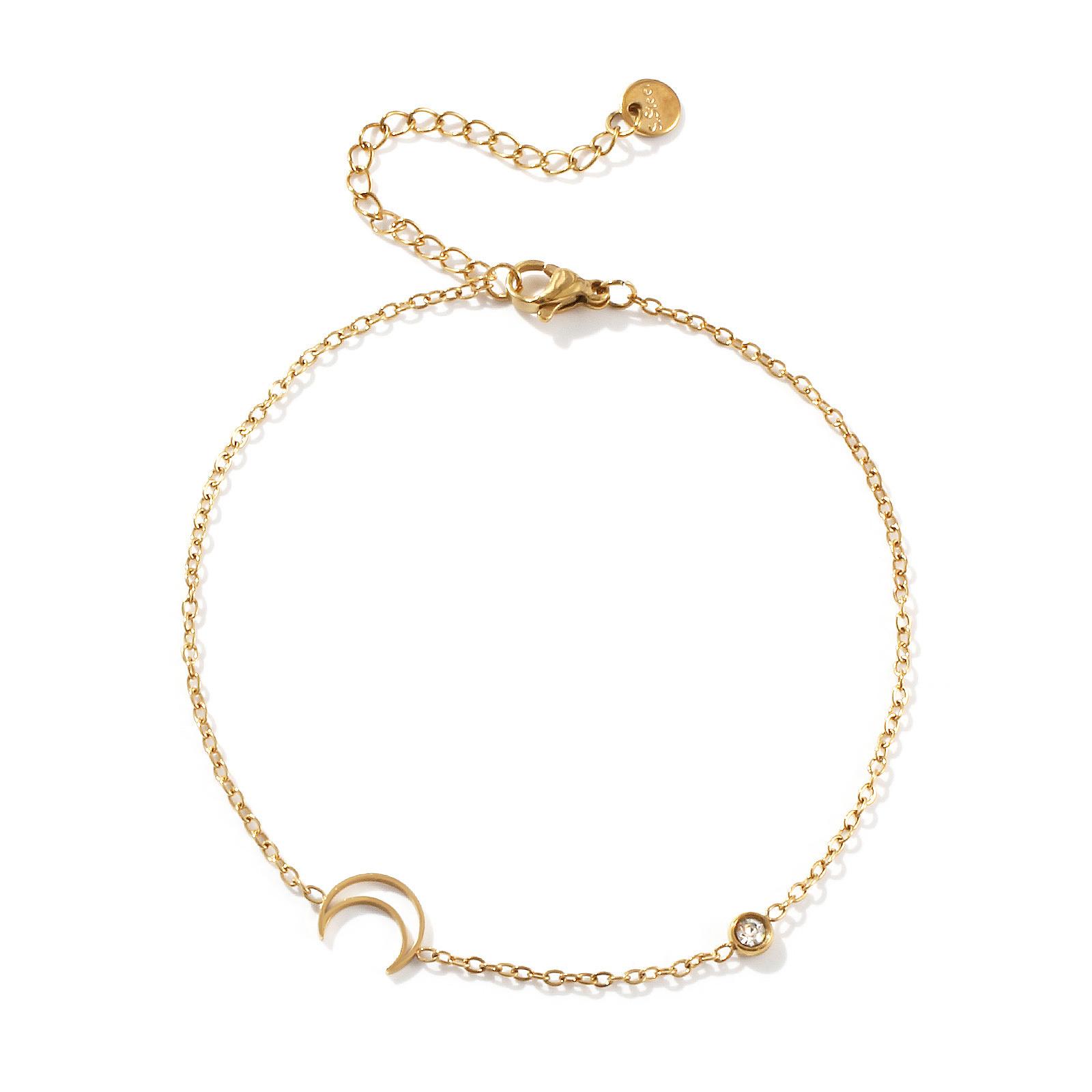 

Exquisite Stylish 18K Gold Plated Anklet 304 Stainless Steel & Cubic Zirconia Link Cable Chain For Women Gift 22cm(8.7 ) long