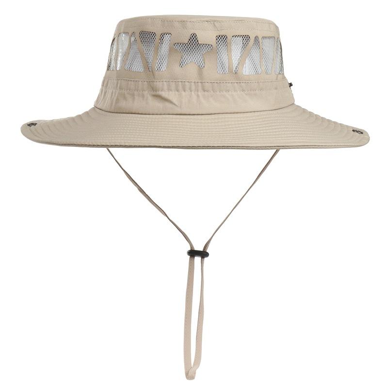 

Spring and summer men and women outdoor mountaineering hiking fishing hat sunscreen breathable UV protection big eaves hat bucket hat L（55-60cm） бежевый