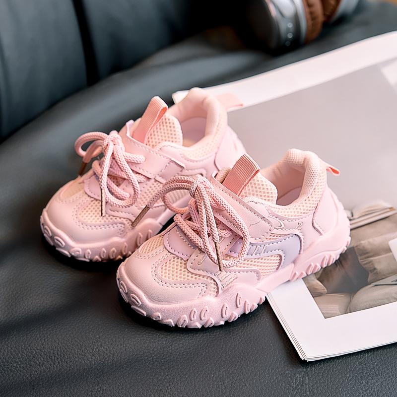 

Boys Girls Sneakers Non-slip Handsome Kids Casual Shoes Mesh Breathable 2025 New Fashion Children Tennis Shoes Hook&loop Soft 21 рожевий