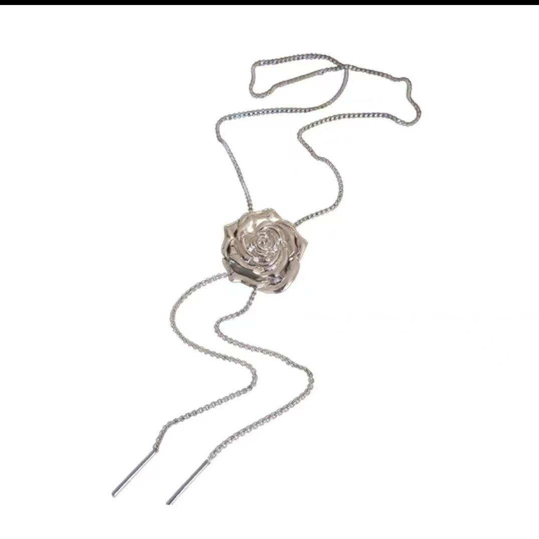 ins cold wind pull adjustable rose necklace female summer personality simple collarbone chain temperament sweet cool necklace