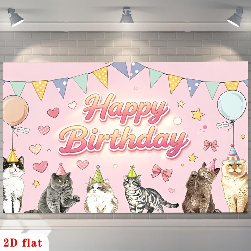 2D plane, 1 piece of polyester background fabric for party cats' birthday celebration, used for decorating the party room