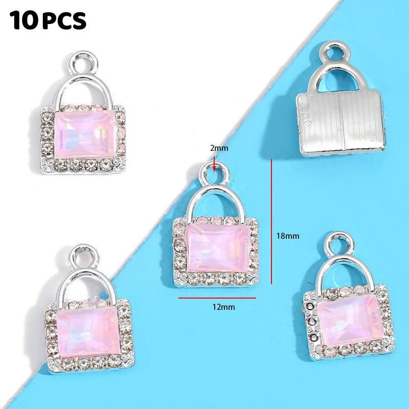 10 Pieces Assorted Alloy Pendants, Pink Resin Rhinestone Star Moon Design, DIY Jewelry Making for Necklaces & Bracelets